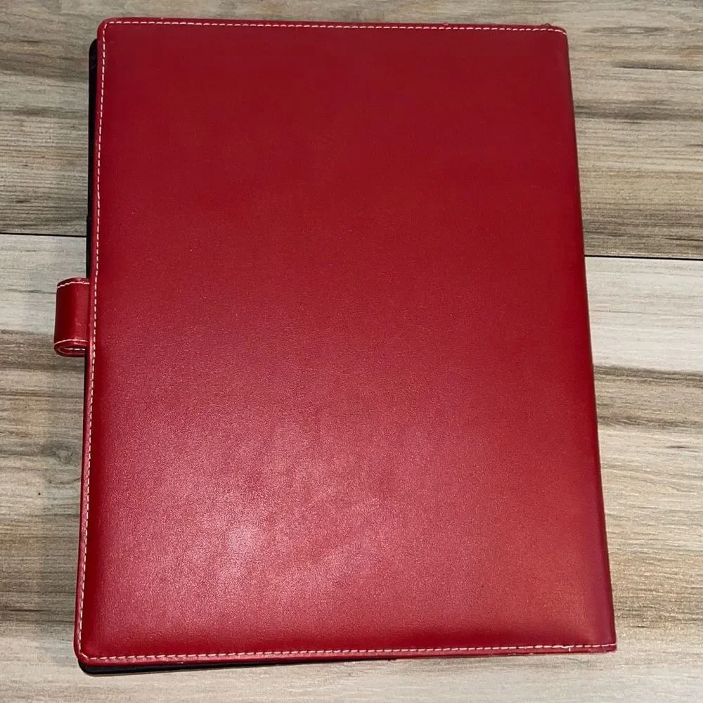 Red Profolio With Turquoise Bead Accent Trimmed ￼With White Thread NWOT